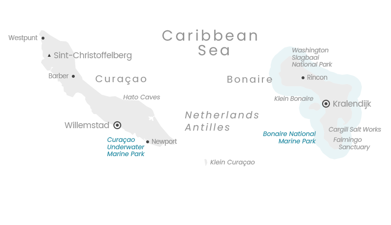 Map Bonaire & Curaçao
